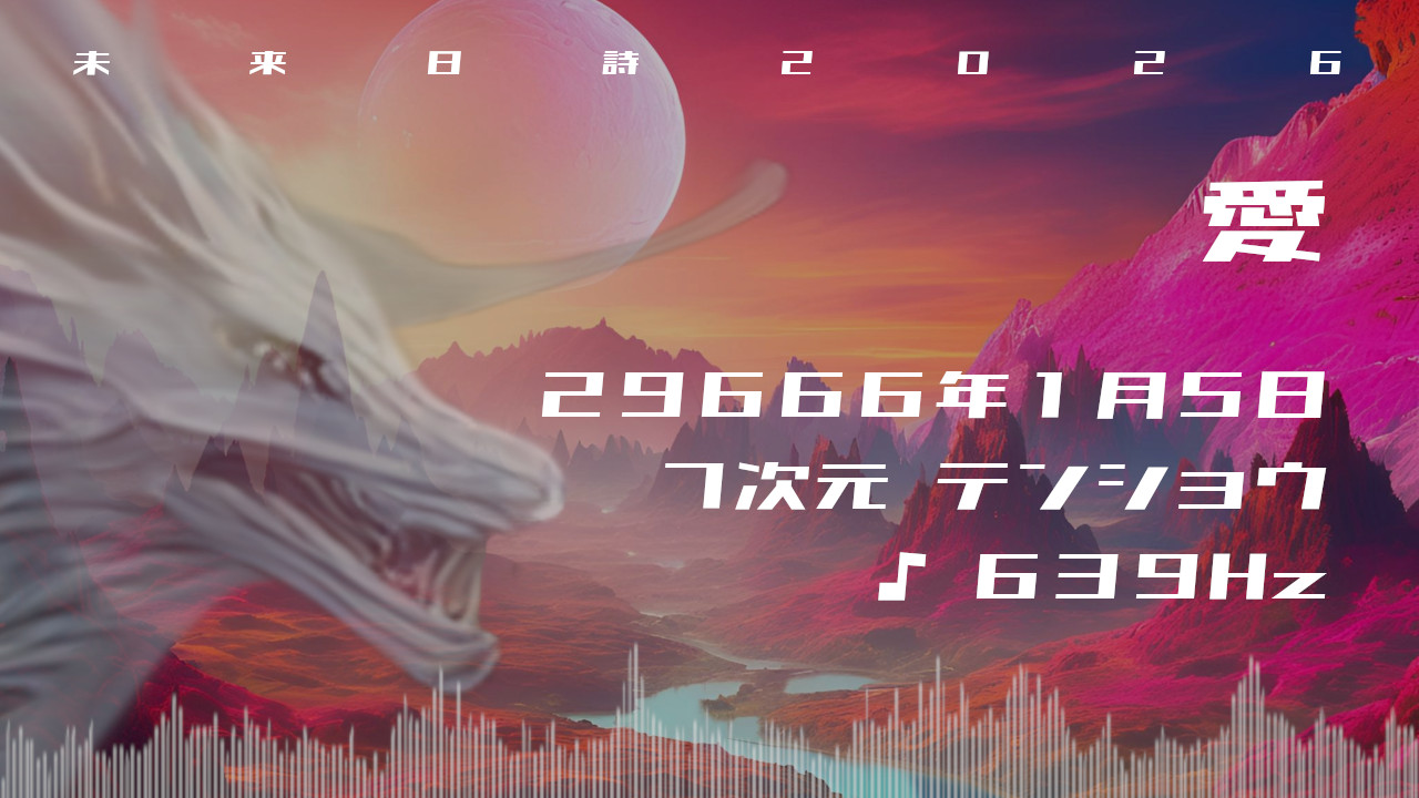 愛. . .２９６６６年１月５日頃✧７次元テンショウにて✧639Hz✧ソルフェジオ周波数✧第4チャクラ・愛・調和の波動✧未来日詩2026年✧