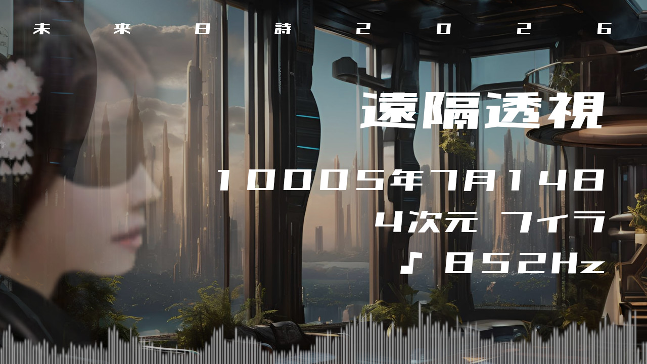遠隔透視. . .10005年7月14日頃✧4次元フィラにて✧852Hz✧ソルフェジオ周波数✧松果体・第三の目の活性化の波動✧未来日詩2026年✧